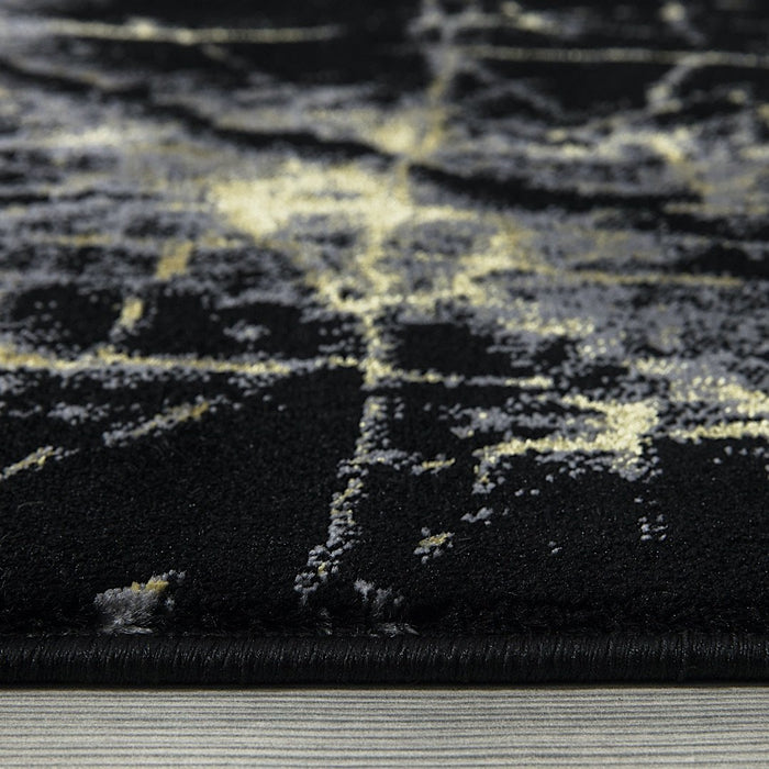 Ritz Marble Design Rug Gold & Black
