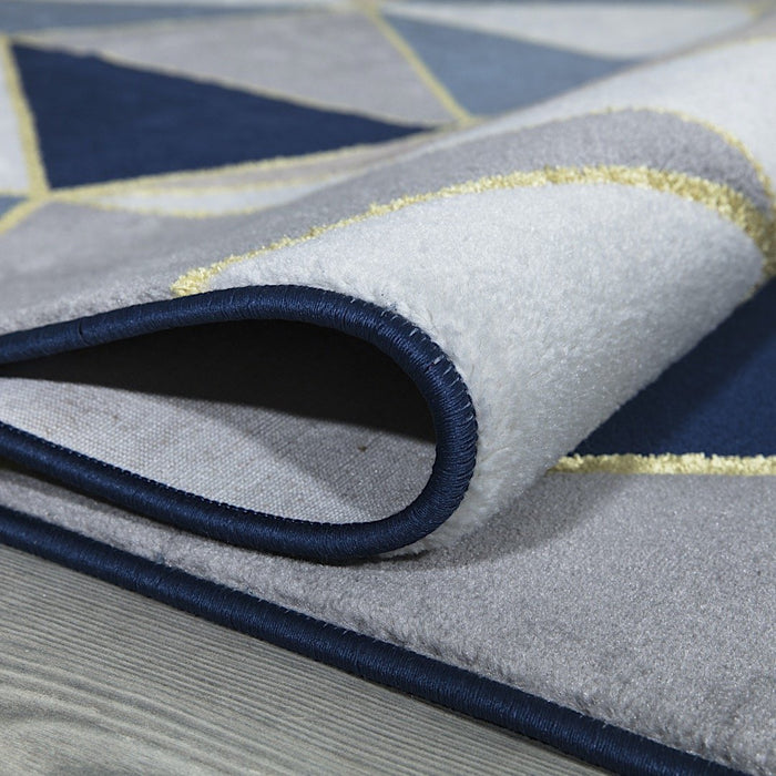 Ritz Pyramid Triangular Rug Gold & Navy