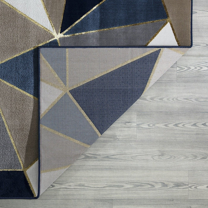 Ritz Pyramid Triangular Rug Gold & Navy
