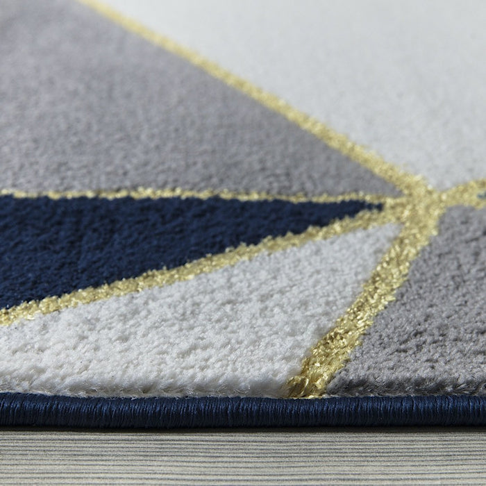Ritz Pyramid Triangular Rug Gold & Navy
