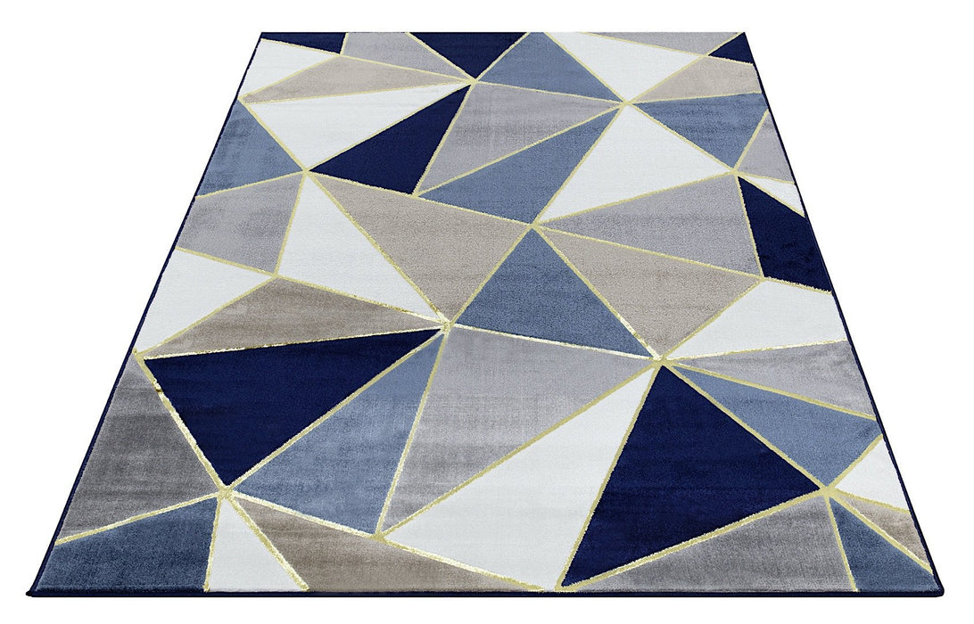 Ritz Pyramid Triangular Rug Gold & Navy