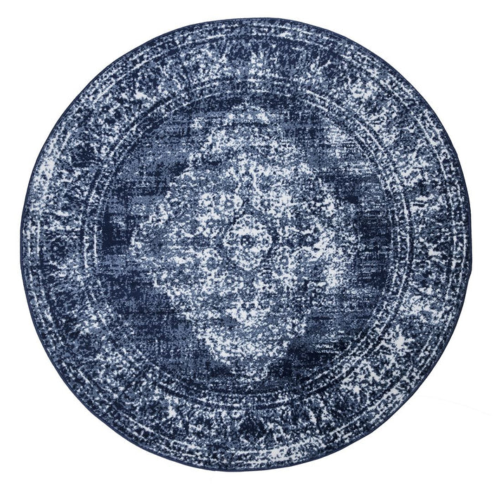 Santorini Traditional Medallion Rug (V3) - Navy