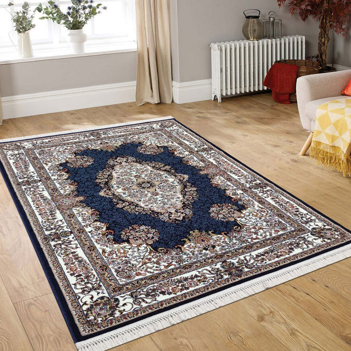 Sicily Traditional Medallion Rug (V7) - Navy