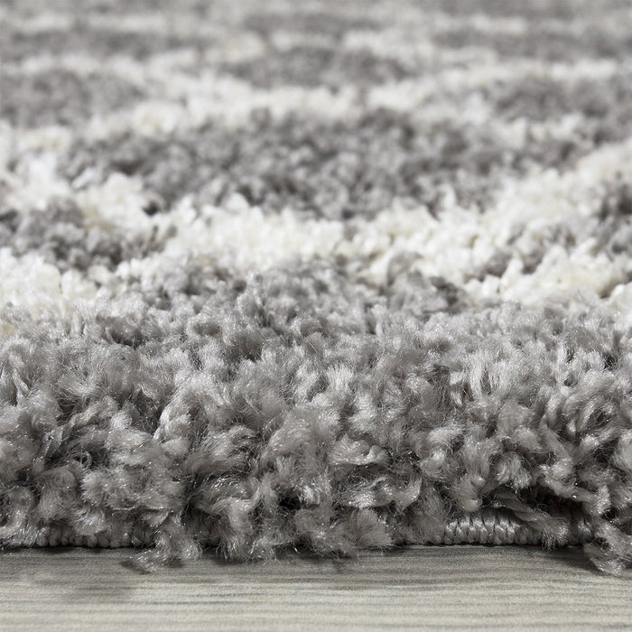 Trellis Shaggy Grey & White Rug (V2)
