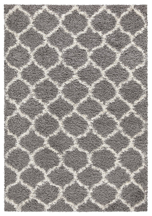 Trellis Shaggy Grey & White Rug (V2)