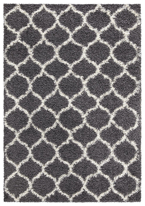 Trellis Shaggy Grey & White Rug