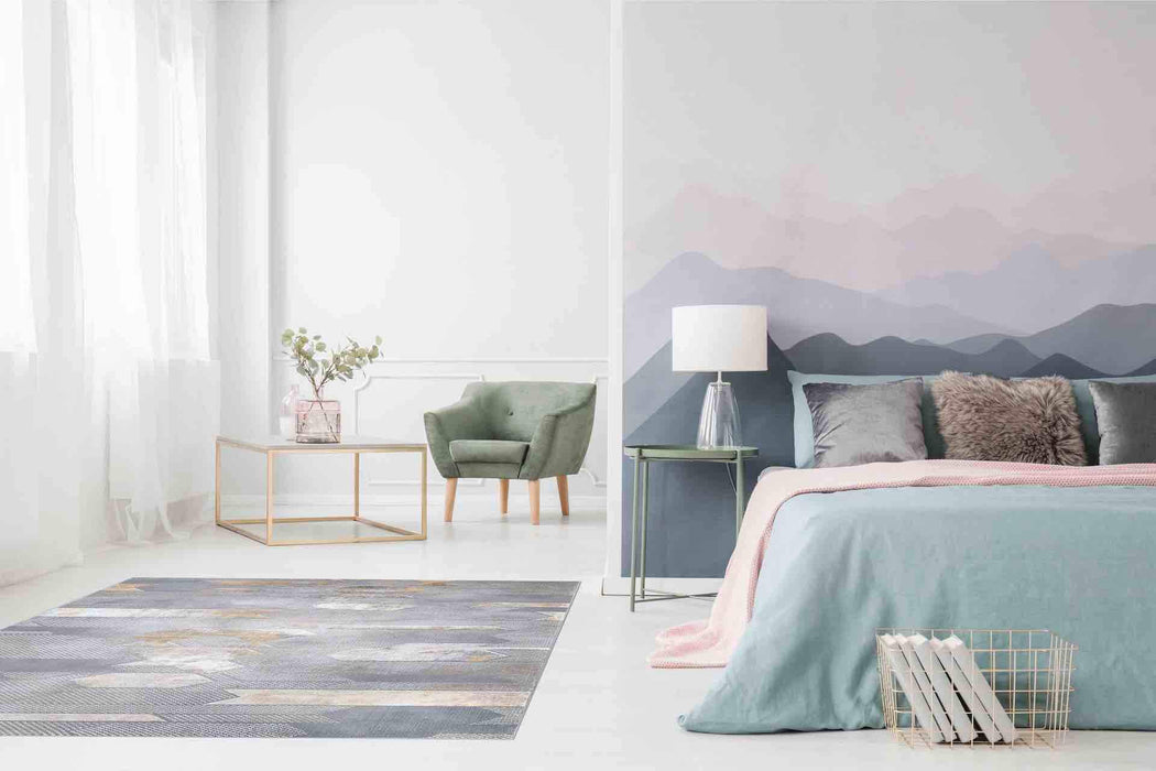 Velar Geometric Design Rug - Grey