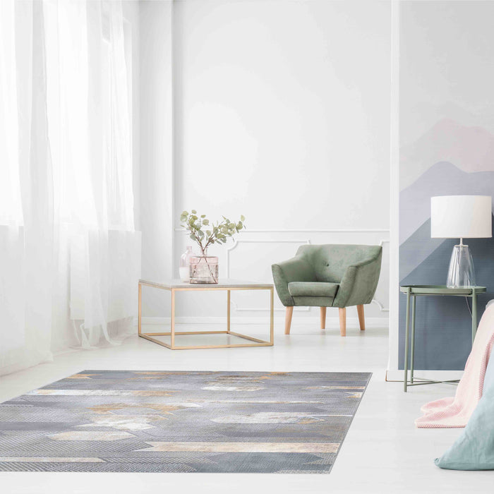 Velar Geometric Design Rug - Grey
