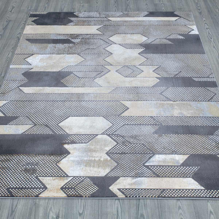 Velar Geometric Design Rug - Grey